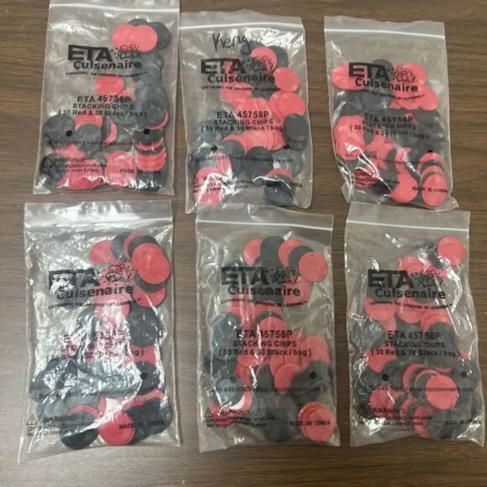 ETA Cuisenaire Stacking Chips 2- Color Counters  Teacher Resources Red Black EUC
